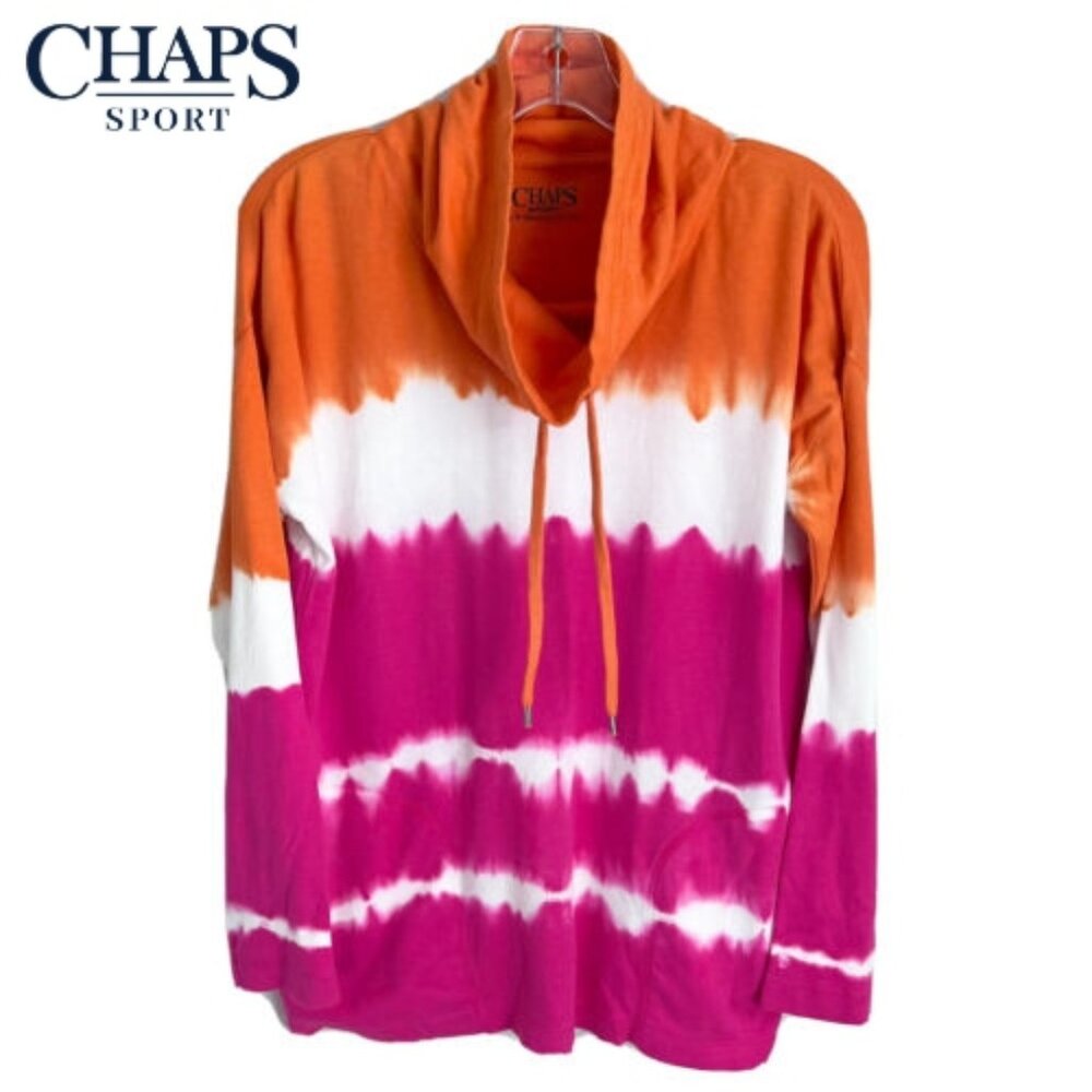 Chaps Sport Women's Small Tie Dye Cowl Neck Pullover